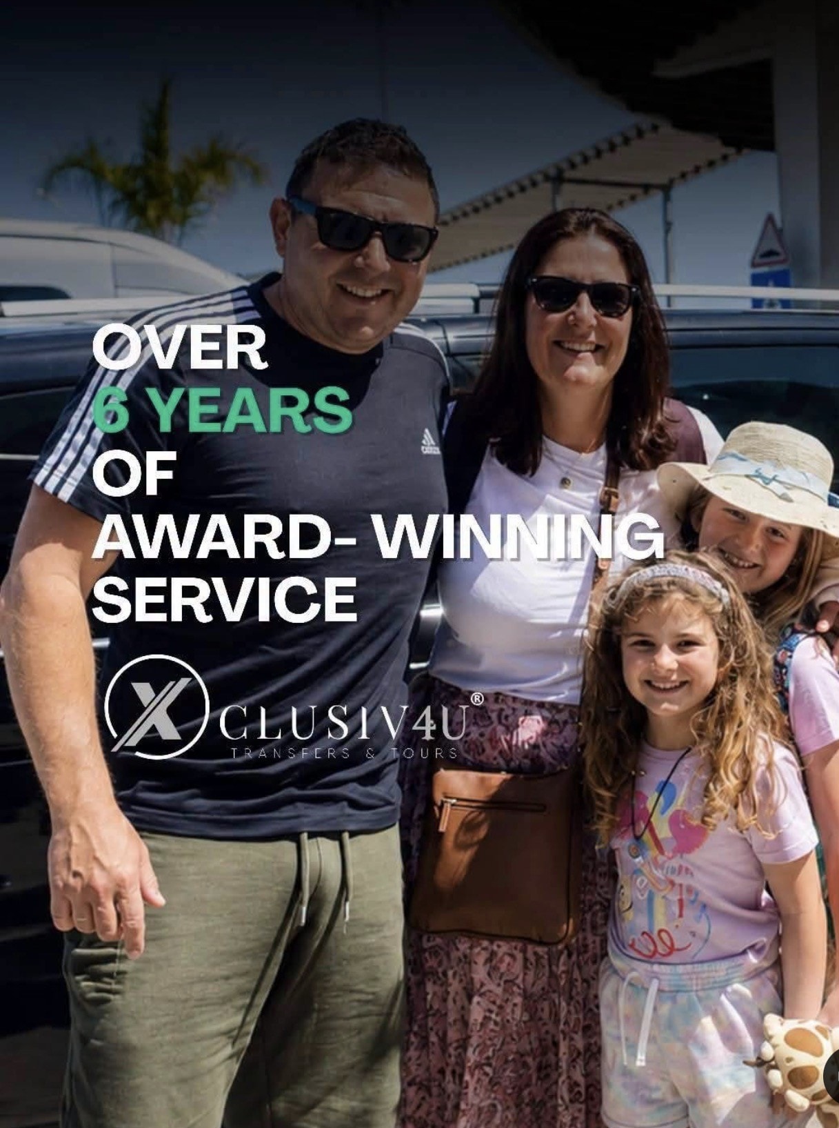 Family arriving with XCLUSIV4U — over 6 years of award-winning service
